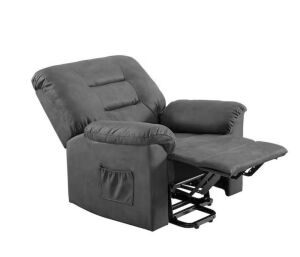 Gray Microfiber Standard (No Motion) Recliner with Power Lift 