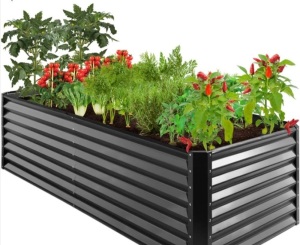 Outdoor Metal Raised Garden Bed for Vegetables, Flowers, Herbs - 8x4x2ft