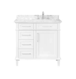 Sonoma 36 in. Single Sink Freestanding White Bath Vanity with Carrara Marble Top  