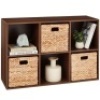 6-Cube Bookshelf, 11in Storage Display w/ Removable Panels, Customizable