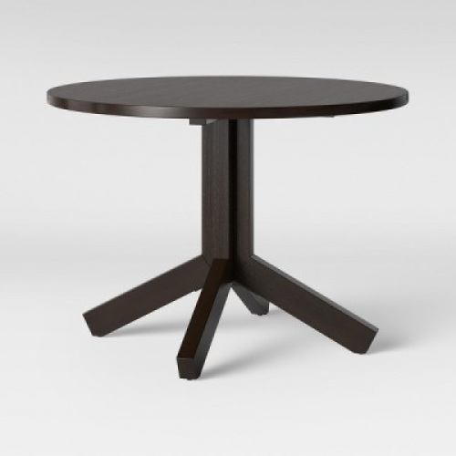 Threshold Newfield Round Farmhouse Pedestal Dining Table, Brushed&nbsp;Reclaimed Brown Oak, 42" x 42" x 29.4" - Appears New&nbsp;