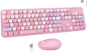 UBOTIE Colorful Computer Wireless Keyboard Mice Combo