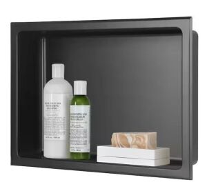 AKDY 16 in. W x 12 in. H x 4 in. D 18-Gauge Stainless Steel Bathroom Shower Wall Niche in Matte Black