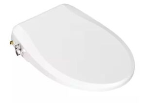 BEMIS Removable Non-Electric Soft Close Plastic Bidet Seat for Round Toilets in White with Dual-Nozzle and Night Light