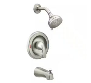 MOEN Adler Single Handle 4-Spray Tub and Shower Faucet 1.8 GPM in Spot Resist Brushed Nickel, Valve Included