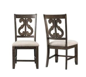 Stanford Wooden Swirl Smokey Walnut Back Side Chair, Set of 2  