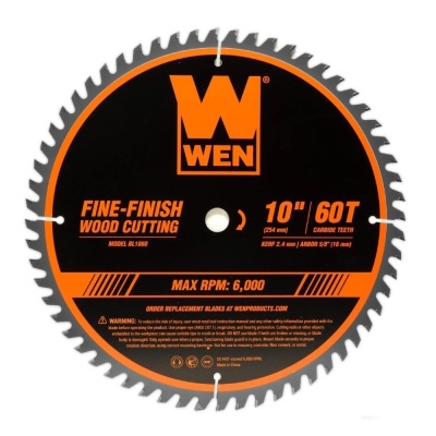 WEN BL1060 10-Inch 60-Tooth Fine-Finish Professional Woodworking Saw Blade for Miter Saws and Table Saws