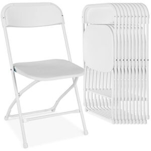 Set of 10 Folding Stacking Plastic Chairs w/ Non-Slip Feet