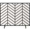 Single Panel Iron Chevron Fireplace Screen Antique Finish