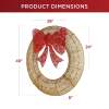 Pre-Lit Outdoor Christmas Wreath, LED Metal Holiday Decor w/ Bow - 48in - 2