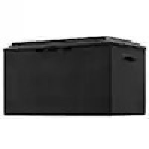 100 Gal. Black Resin Fusion Style Outdoor Storage Bench Deck Box with Cushion 