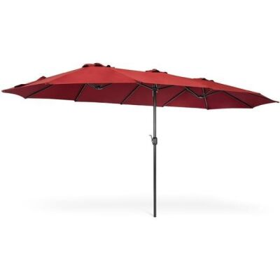 15x9ft Large Double-Sided Rectangular Outdoor Aluminum Twin Patio Market Umbrella w/Crank and Wind Vents