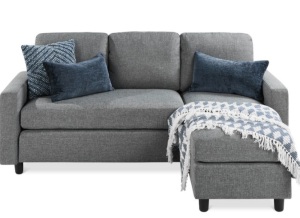 Upholstered Sectional Sofa Couch w/ Chaise Lounge, Reversible Ottoman Bench