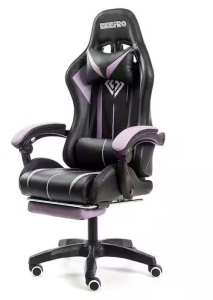 Leather Massage LED Reclining Gaming Chair with Bluetooth Speaker with Footrest Headrest Lumbar Support