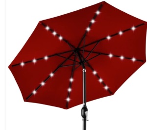 Solar LED Lighted Patio Umbrella w/ Tilt Adjustment, UV-Resistance - 10ft