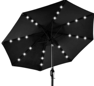 Solar LED Lighted Patio Umbrella w/ Tilt Adjustment, UV-Resistance - 10ft