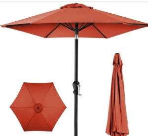 Outdoor Steel Market Patio Umbrella Decoration w/ Tilt, Crank Lift - 10ft