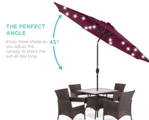 Solar LED Lighted Patio Umbrella w/ Tilt Adjustment, UV-Resistance - 10ft