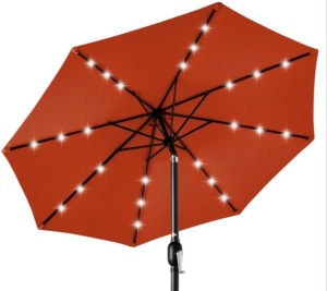 Solar LED Lighted Patio Umbrella w/ Tilt Adjustment, UV-Resistance - 10ft