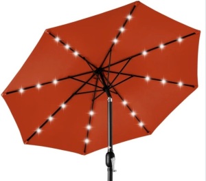 Solar LED Lighted Patio Umbrella w/ Tilt Adjustment, UV-Resistance - 10ft