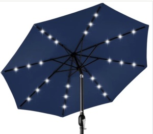 Solar LED Lighted Patio Umbrella w/ Tilt Adjustment, UV-Resistance - 10ft