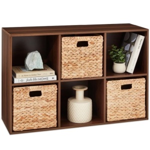 6-Cube Bookshelf, 11in Storage Display w/ Removable Panels, Customizable 36"(L) x 11.5"(W) x 24"(H)