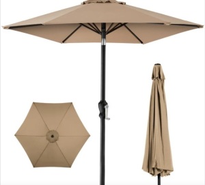 Outdoor Steel Market Patio Umbrella Decoration w/ Tilt, Crank Lift - 10ft