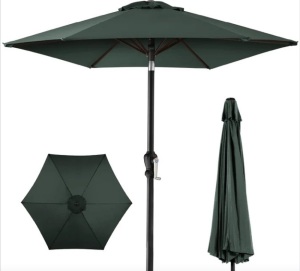 Outdoor Steel Market Patio Umbrella Decoration w/ Tilt, Crank Lift - 10ft