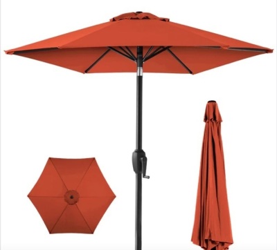 Outdoor Market Patio Umbrella w/ Push Button Tilt, Crank Lift - 7.5ft