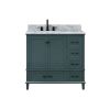 Merryfield 37 in. Single Sink Freestanding Antigua Green Bath Vanity with White Carrara Marble Top  