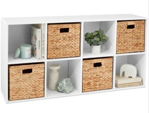 8-Cube Bookshelf, 11in Storage Display w/ Removable Panels, Customizable