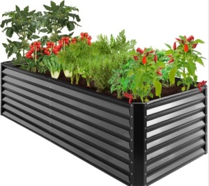 Outdoor Metal Raised Garden Bed for Vegetables, Flowers, Herbs - 8x4x2ft