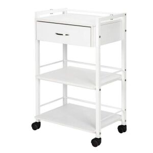 OmySalon Wooden Rolling Utility Esthetician Trolley Cart w/Wheels & Drawer