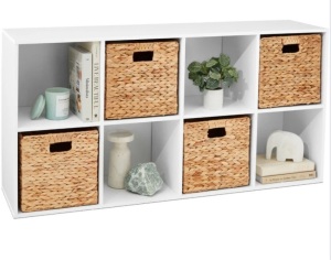 8-Cube Bookshelf, 11in Storage Display w/ Removable Panels, Customizable