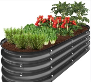 Outdoor Raised Metal Oval Garden Bed, Planter Box - 4x2x1ft