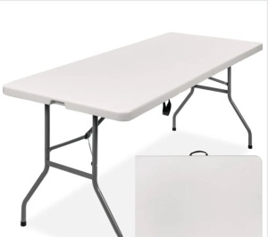 Portable Folding Plastic Dining Table w/ Handle, Lock - 6ft