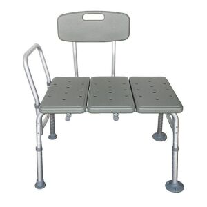 Adjustable Shower Transfer Bench with Backrest & Armrest, 330lb Capacity 