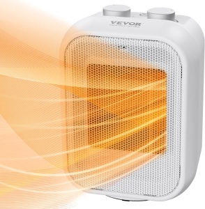 VEVOR Portable Electric Space Heater with Thermostat, 1000W/1500W 2-Level Adjustable Quiet Ceramic Heater Fan, 9 in Tip-Over Shutdown Flame-Retardant PP Small Heaters for Office Room Desk Indoor Use