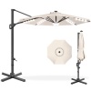 360-Degree Solar LED Cantilever Offset Patio Umbrella w/ Tilt - 10ft