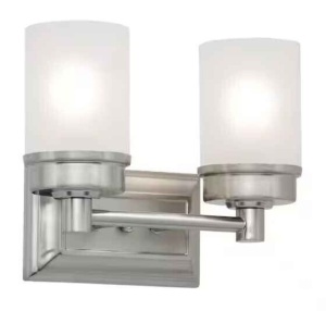 Cade 11.7 in. 2-Light Brushed Nickel Bathroom Vanity Light Fixture 