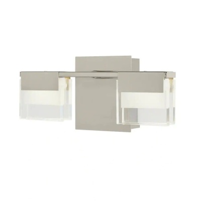 HOME DECORATORS VICINO 2-Light Brushed Nickel Integrated LED Bath Vanity Light