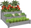 3-Tier Raised Fir Wood Garden Bed Planter w/ Stackable & Flat Setup