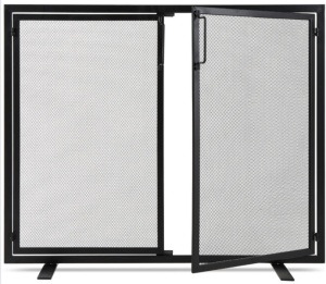 2-Door Wrought Iron Fireplace Screen w/ Magnetic Doors - 38.5x41in