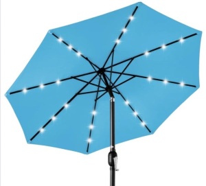 Solar LED Lighted Patio Umbrella w/ Tilt Adjustment, UV-Resistance - 10ft