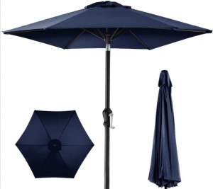 Outdoor Steel Market Patio Umbrella Decoration w/ Tilt, Crank Lift - 10ft