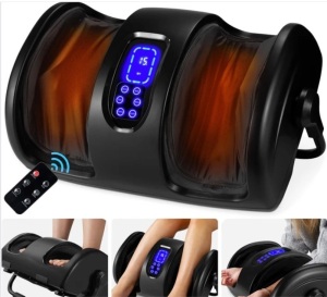 Reflexology Shiatsu Foot Massager w/ High-Intensity Rollers, Remote Control