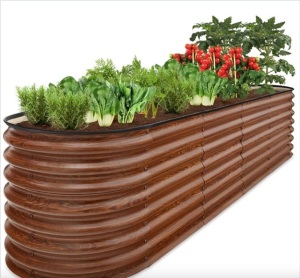 Metal Raised Garden Bed, Oval Outdoor Planter Box for Vegetables - 8x2x2ft