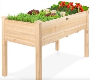 Raised Garden Bed, Elevated Wooden Planter Box w/ Foot Caps - 48x24x30in