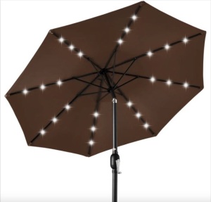 Solar LED Lighted Patio Umbrella w/ Tilt Adjustment, UV-Resistance - 10ft