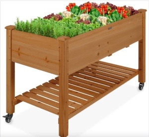 Mobile Raised Garden Bed Elevated Planter w/ Wheels, Shelf - 48x23.25x32in